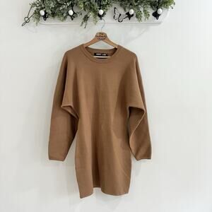 Grey Lab Brown Knitted Sweater Mini Dress Medium